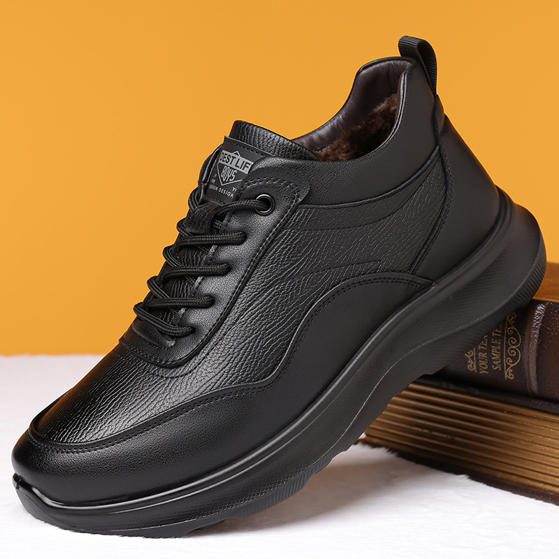 Gefütterte Leder-Freizeitschuhe für Herren mit Dämpfung