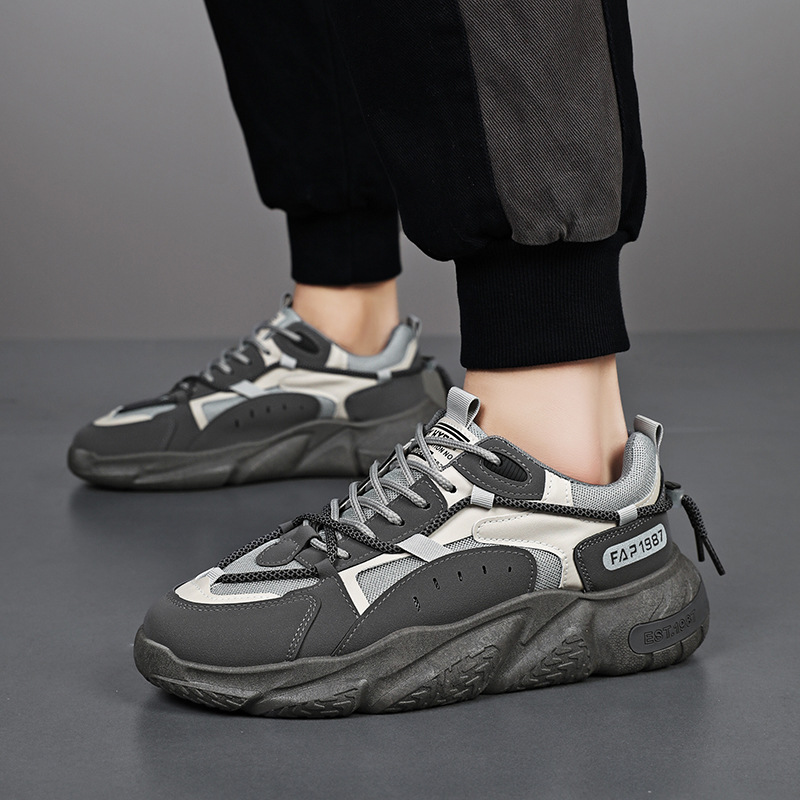 Atmungsaktive Chunky Plateau-Sneaker für Herren im Colorblock-Design detail 4