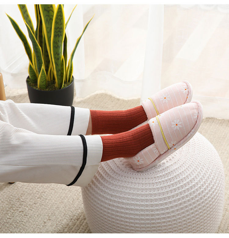 Pantofole da donna a fiori con caldo peluche e suola morbida detail 6