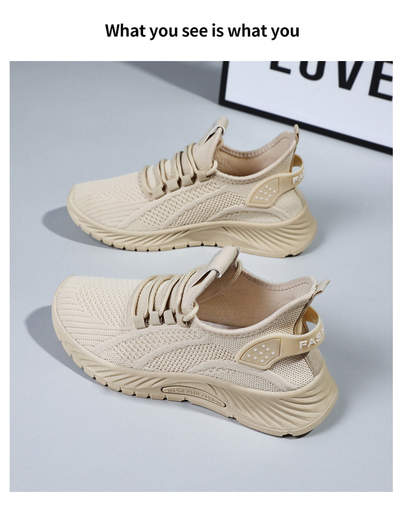 Women's Breathable Knit Lace-Up Running Shoes detail 13
