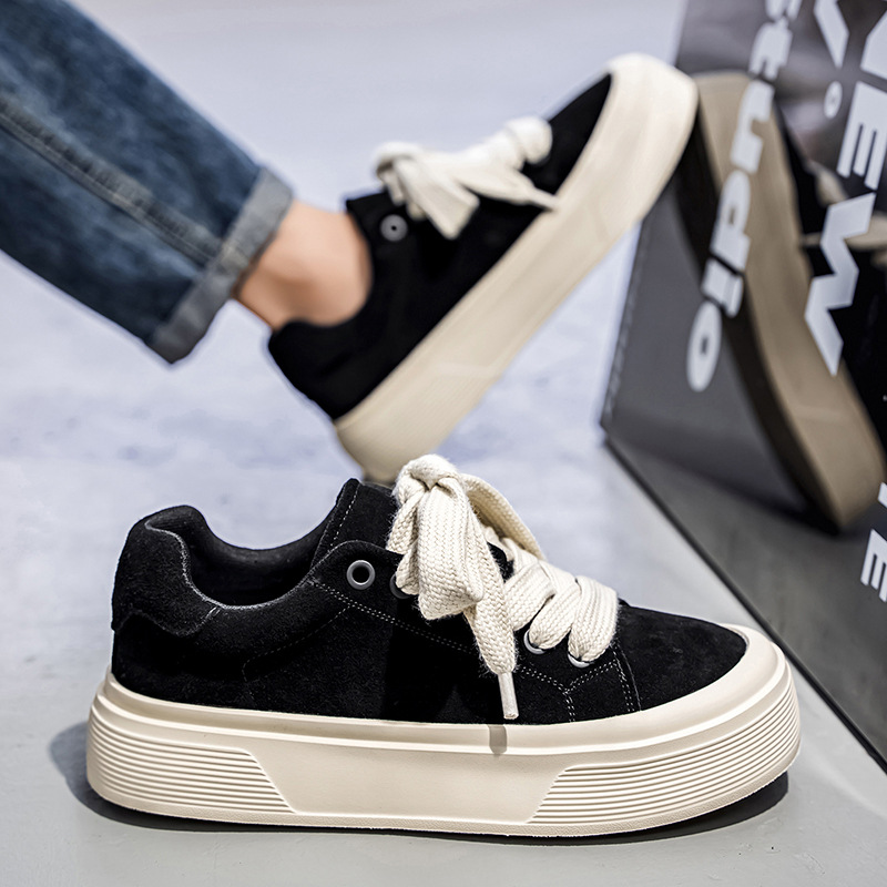 Herren Plateau-Freizeitschuhe aus Wildleder mit Schnürung detail 9