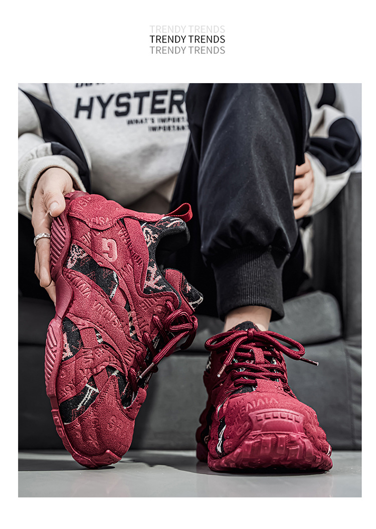 Gepolsterte Plateau-Freizeitschuhe für Herren mit Schnürung detail 12