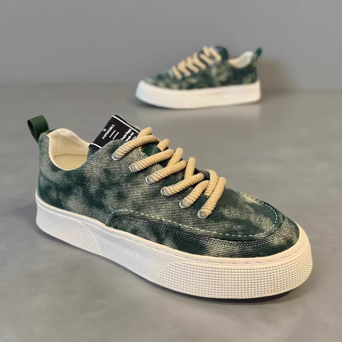 Men's Breathable Canvas Lace-Up Platform Casual Shoes 4