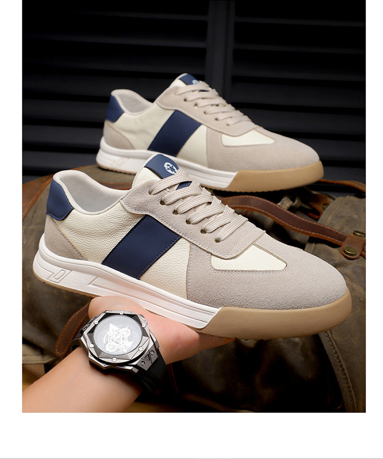 Men's Colorblock Leather Lace-Up Casual Shoes detail 7