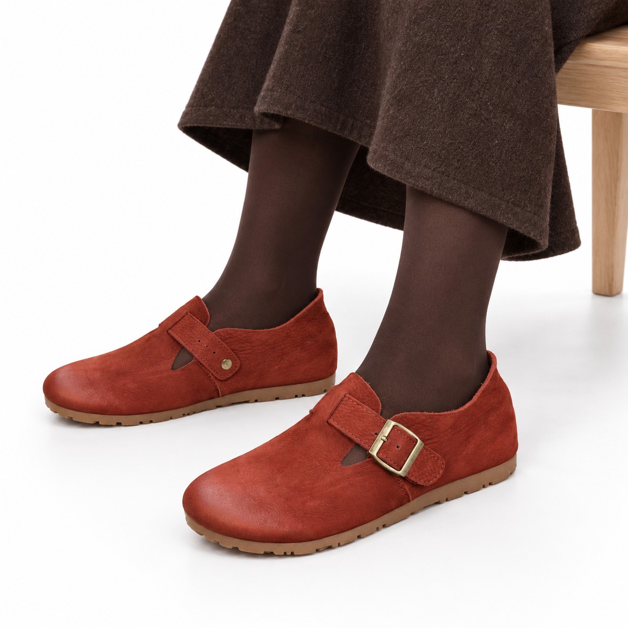 Women's Full-Grain Leather Buckle Barefoot Shoes 3