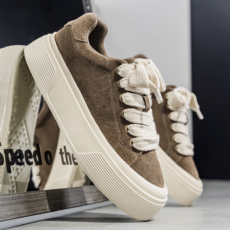 Herren Plateau-Freizeitschuhe aus Wildleder mit Schnürung detail 12