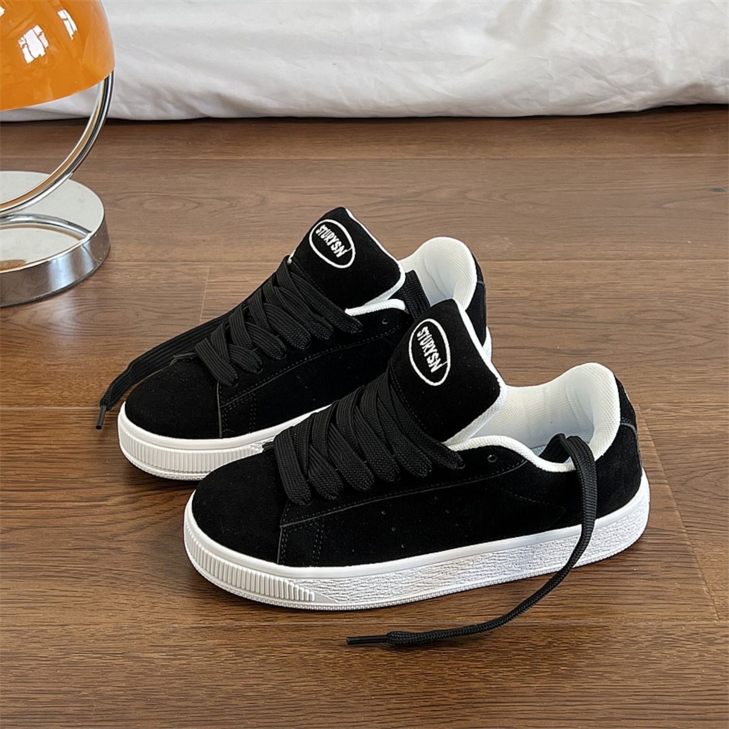 Unisex suède plateau skateschoenen met vetersluiting 2