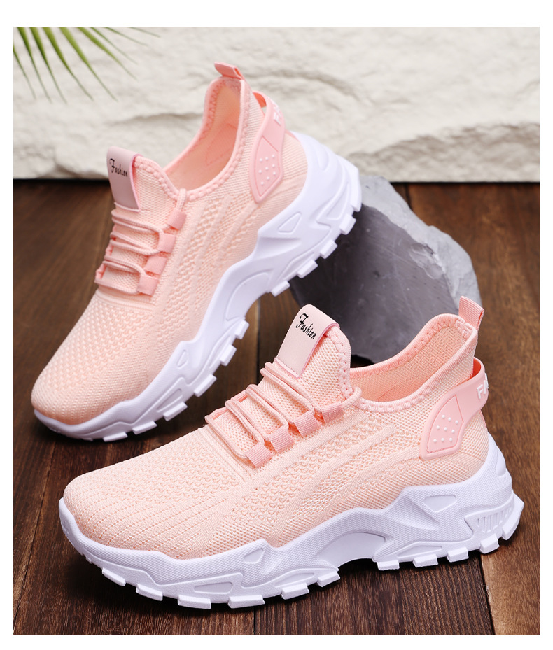 Ademende chunky platform sneakers voor dames van gebreid materiaal detail 10