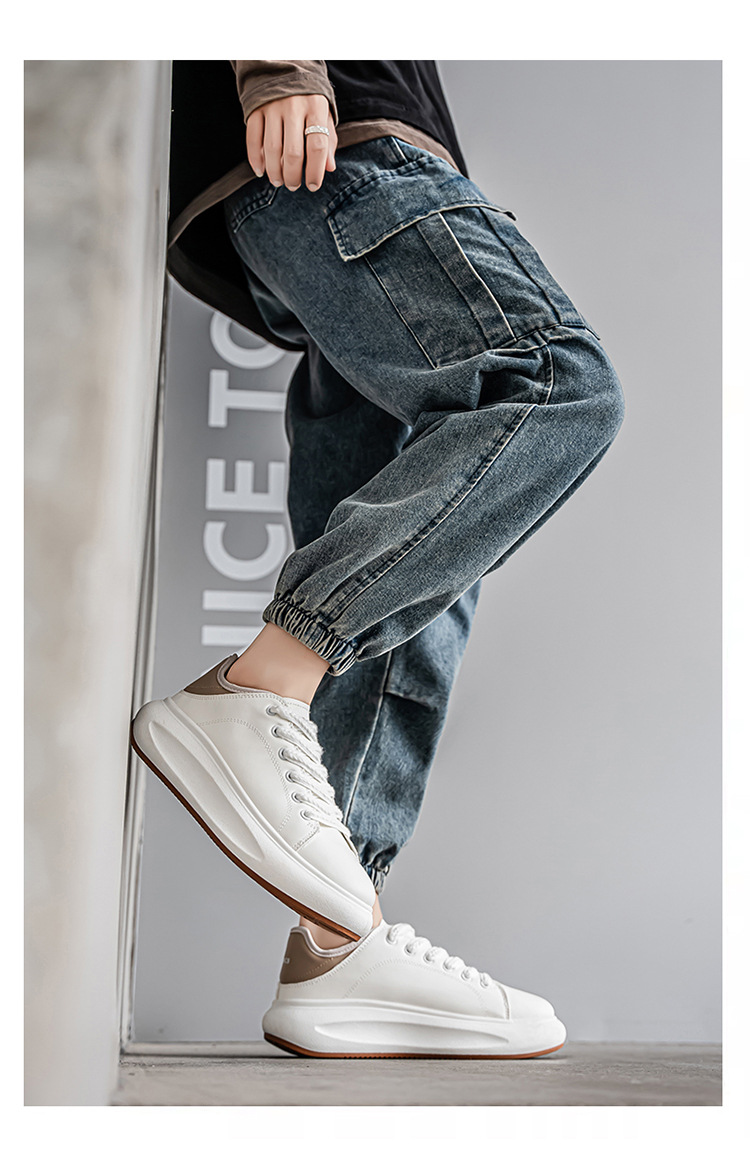Gedämpfte Plateau-Freizeitschuhe für Herren mit Schnürung detail 3