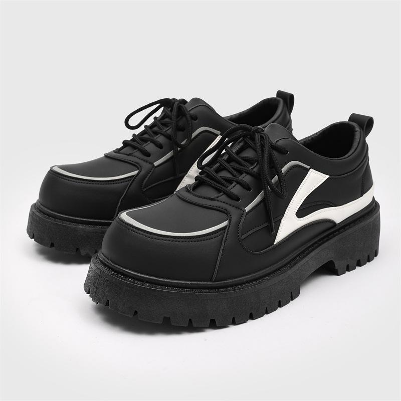 Chunky Plateau-Freizeitschuhe für Herren mit Schnürung aus PU-Leder 5