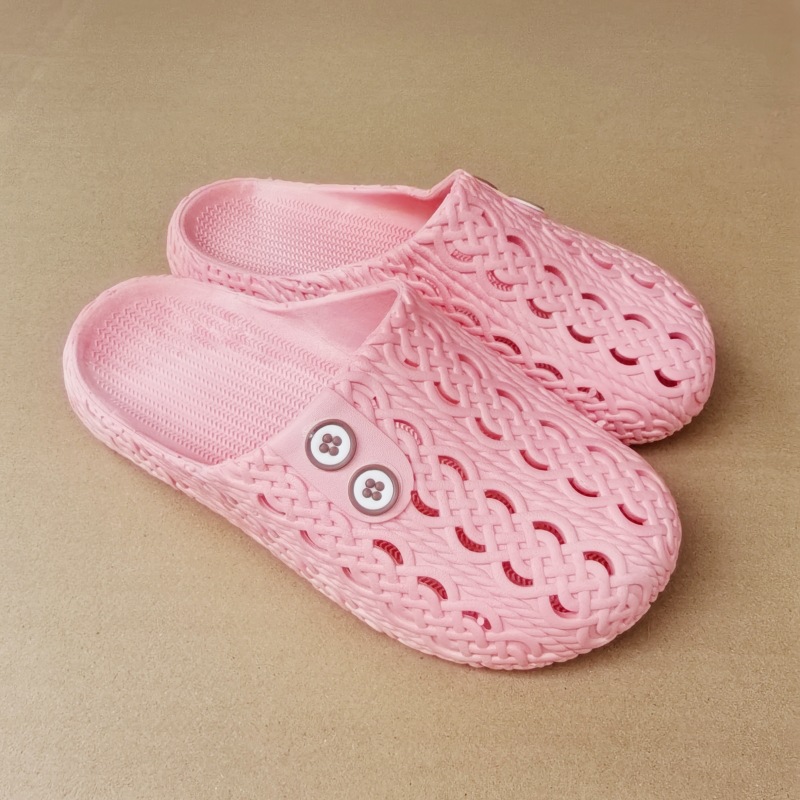 Clothes button slippers [Pink