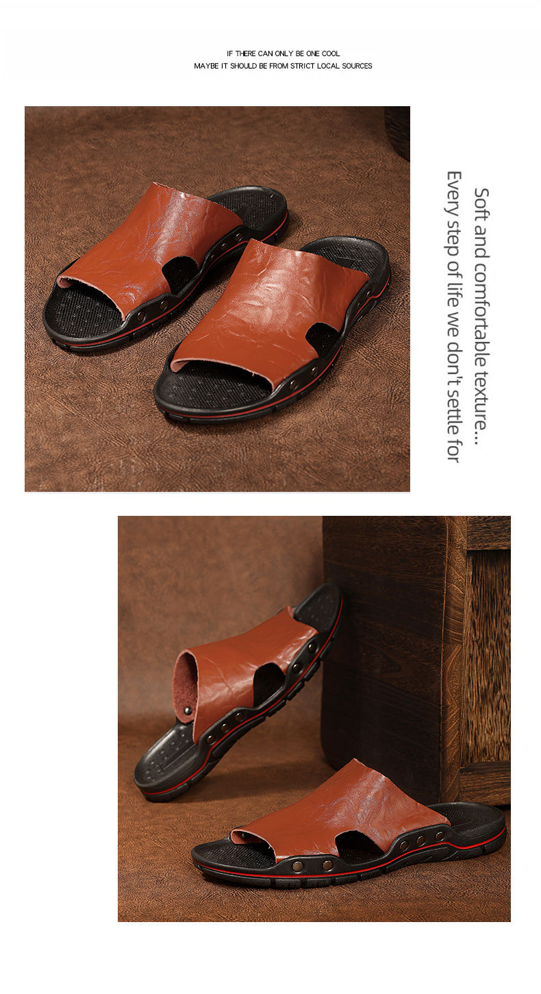 Men's Casual Non-Slip PU Leather Slide Slippers detail 12