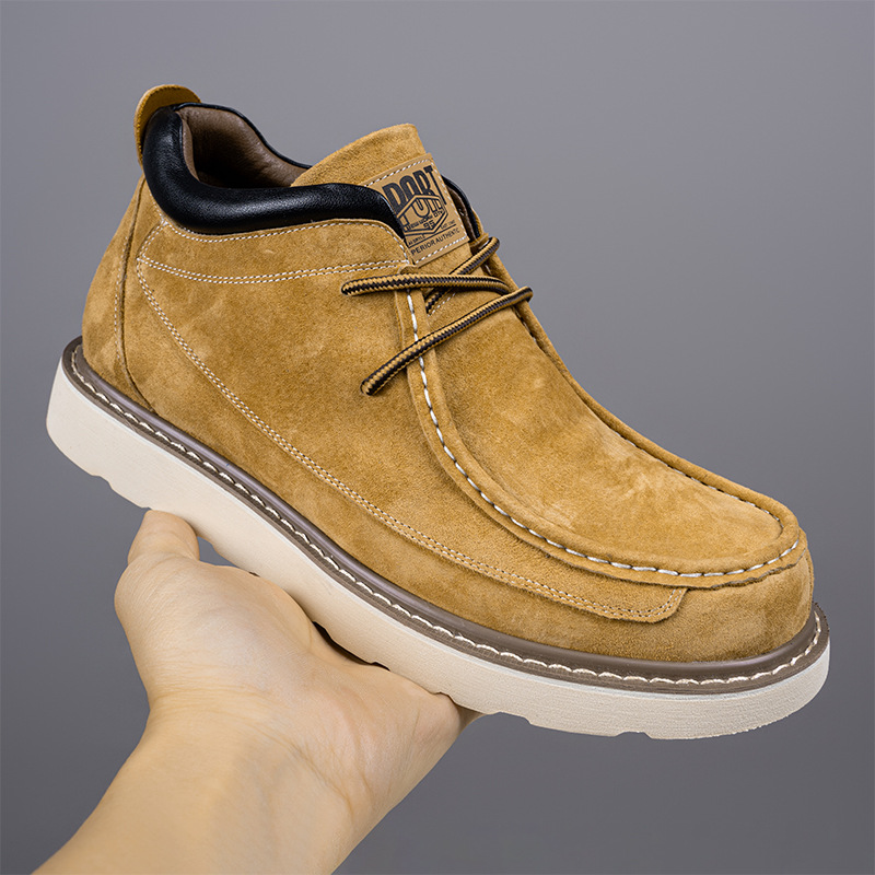 Men's Suede Lace-Up Moc Toe Casual Shoes