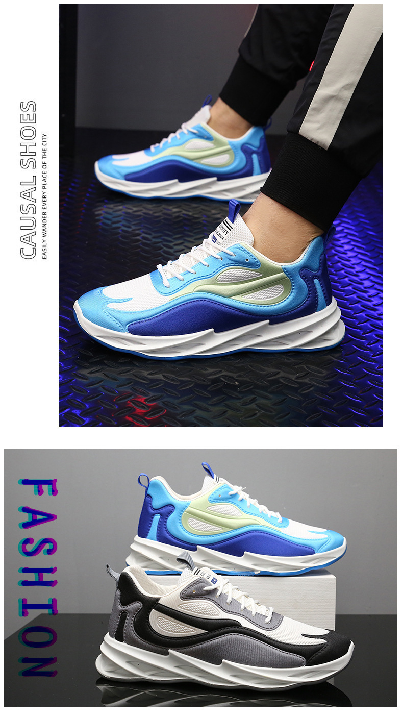 Men's Breathable Colorblock Lace-Up Athletic Shoes detail 2