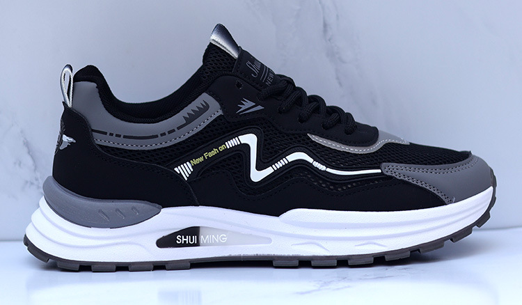 Sneakers casual da uomo traspiranti stringate con motivo color block detail 12