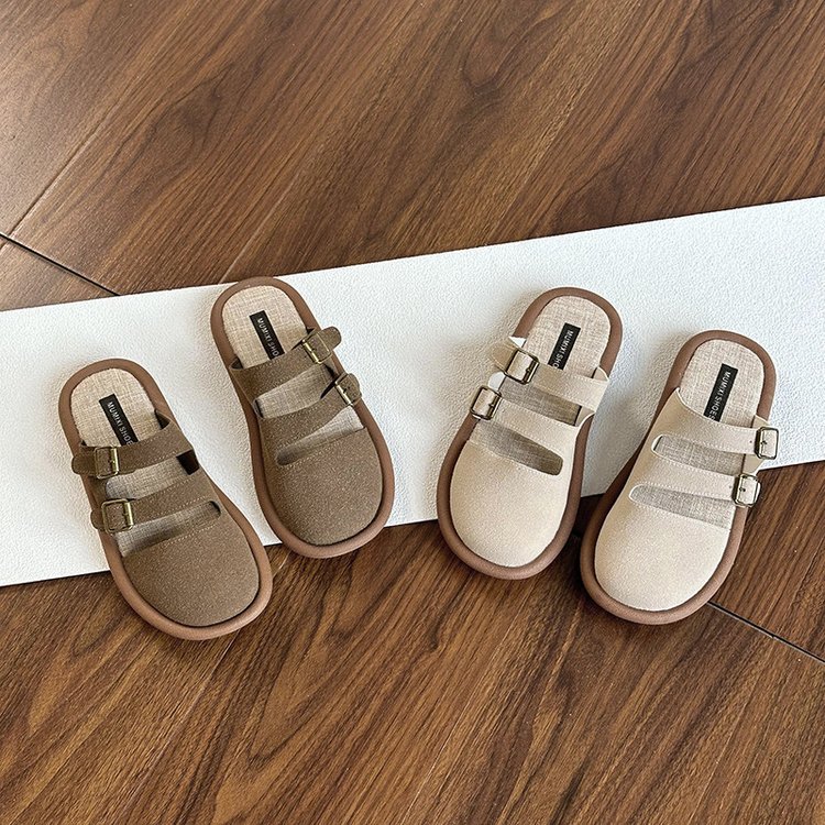 Chaussons plats en suédine à double boucle pour femme detail 4