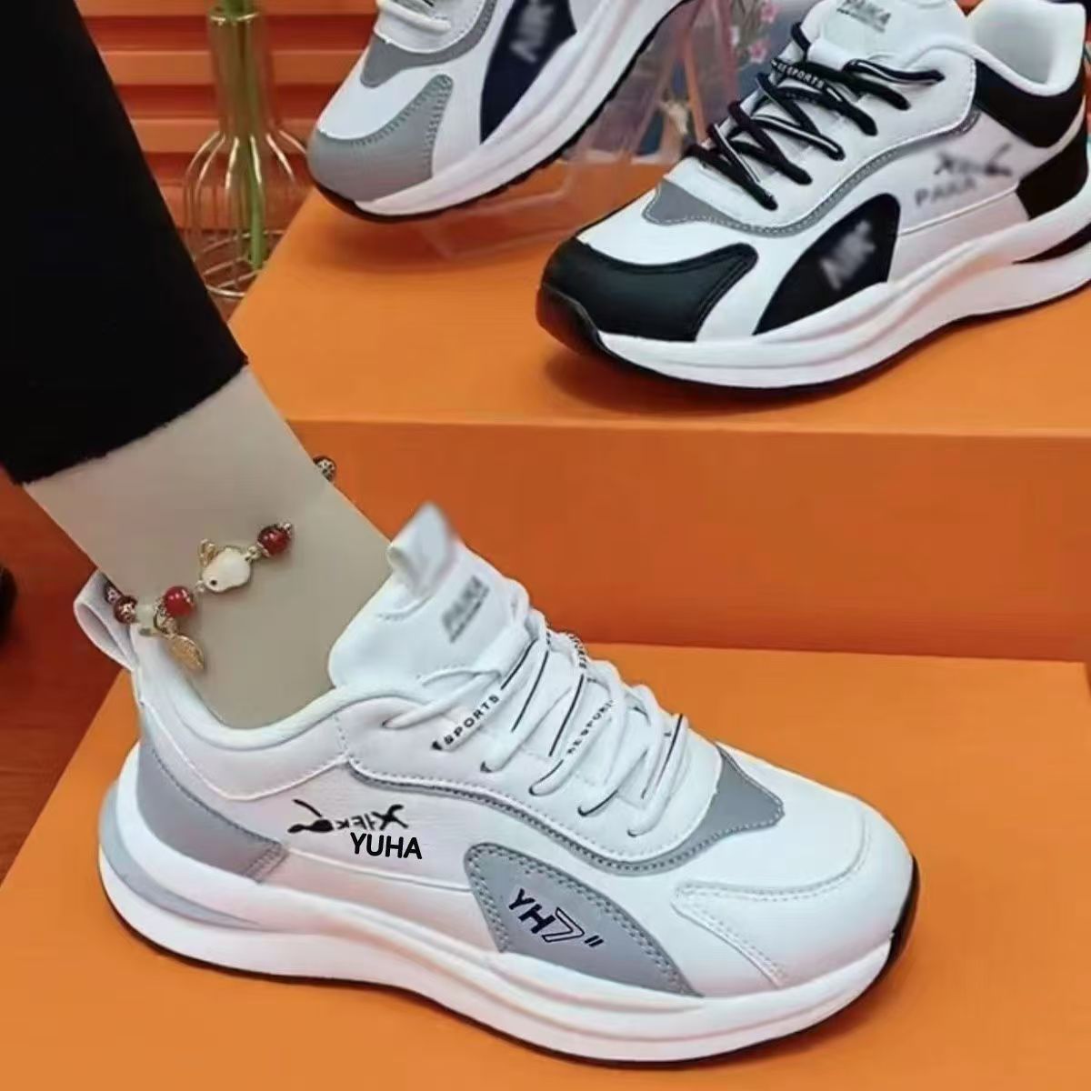 Scarpe casual da donna stringate e ammortizzate con design a blocchi di colore detail 2