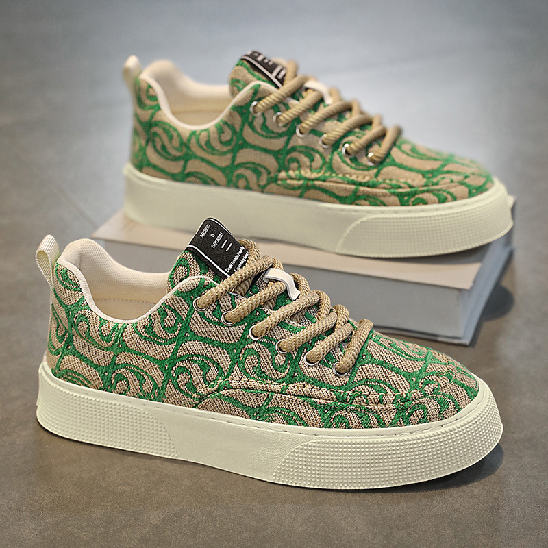 Men's Graphic Print Platform Lace-Up Casual Shoes