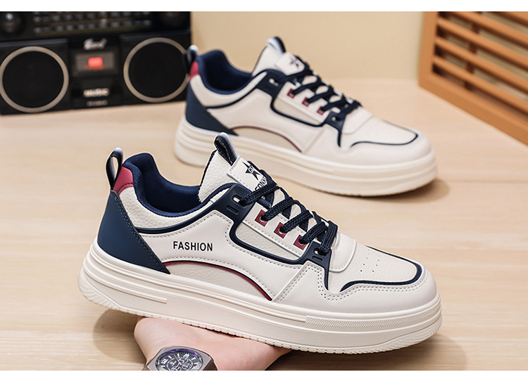 Men's Colorblock Lace-Up PU Leather Casual Shoes detail 9