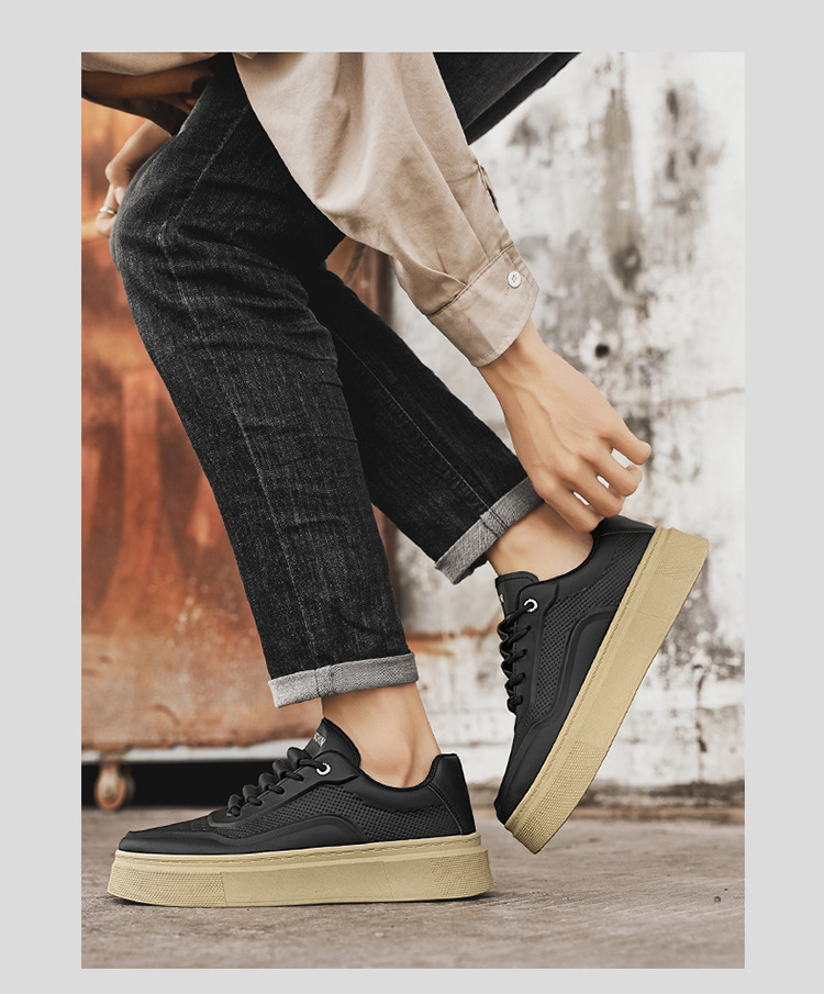 Klobige Schnür-Sneaker für Herren mit Plateausohle, Freizeitschuhe detail 6
