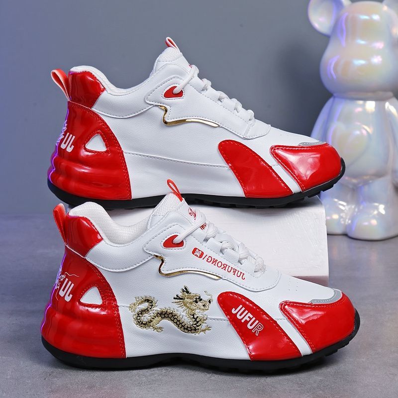 Herren Freizeitschuhe Sneaker zum Schnüren mit Drachenstickerei detail 5