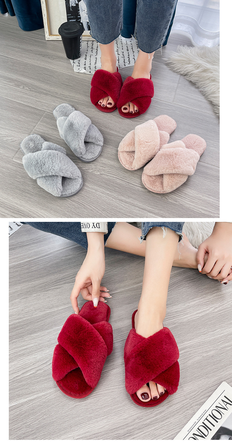 Pantuflas de felpa suaves para mujer con puntera abierta detail 1