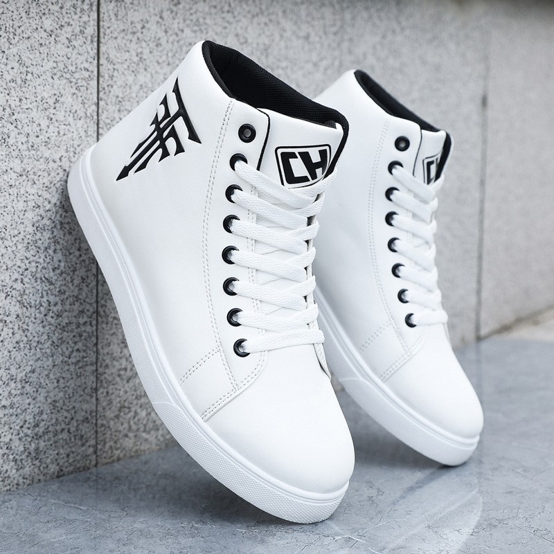 Schnürbare High-Top-Freizeitschuhe für Herren aus PU-Leder