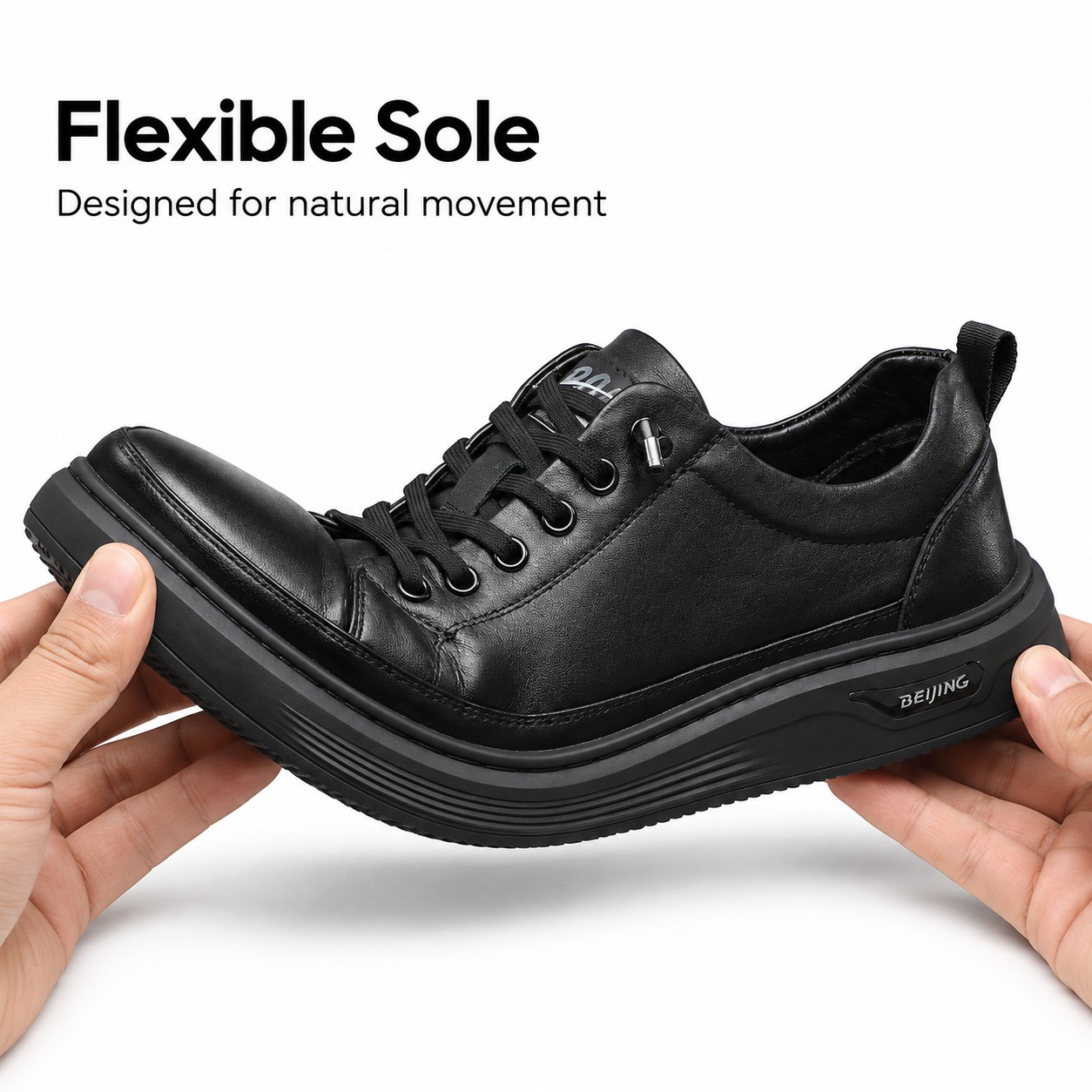 Men's Full-Grain Leather Cushioned Lace-Up Casual Shoes detail 5