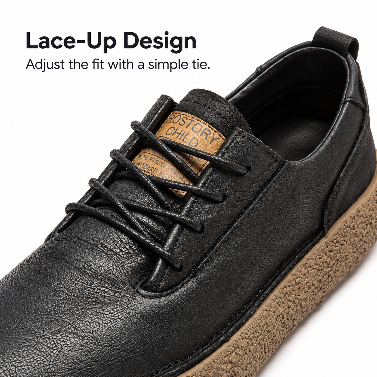 Men's Full-Grain Leather Chunky-Sole Lace-Up Casual Shoes detail 5