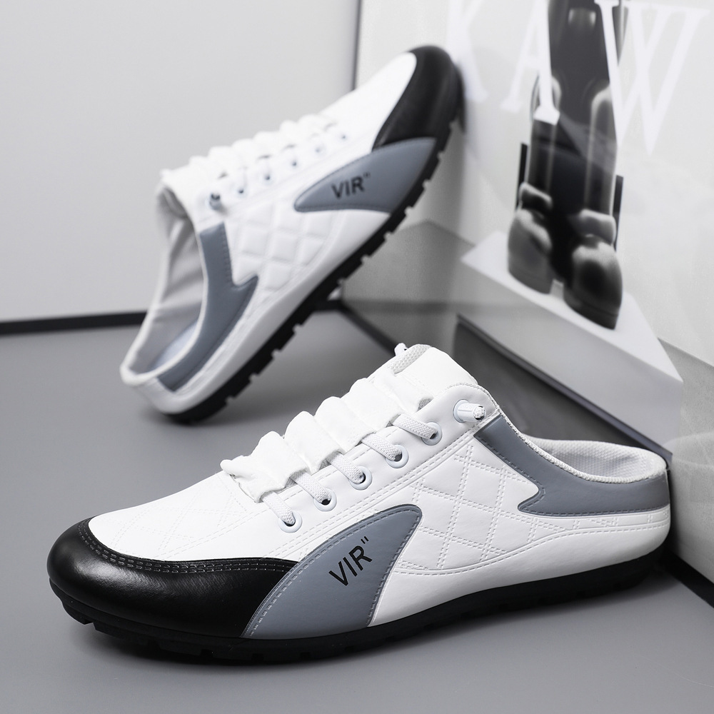 Zapatos casuales slip-on de cuero sintético en bloques de color para hombre 2