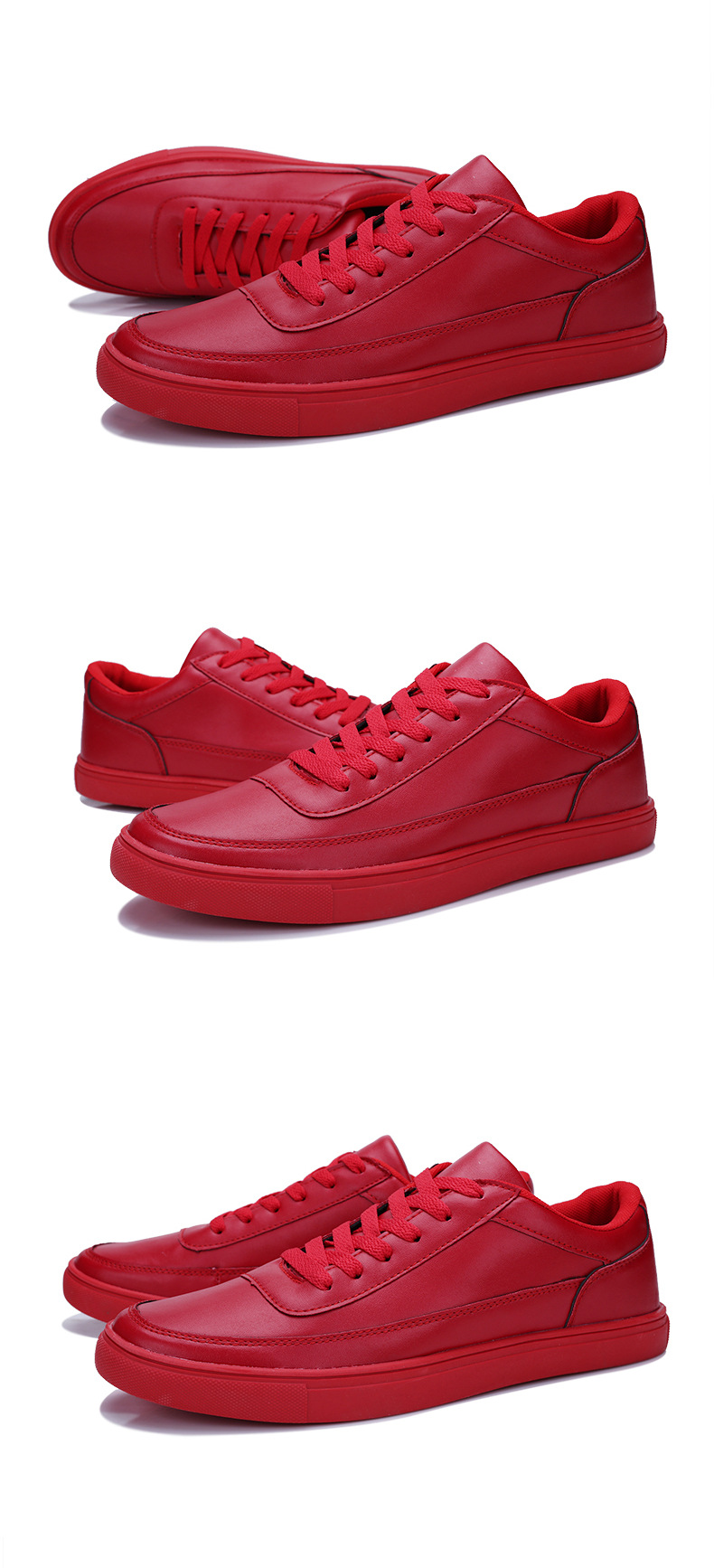 Einfarbige Herren-Sneaker aus PU-Leder, rutschfest & lässig detail 1