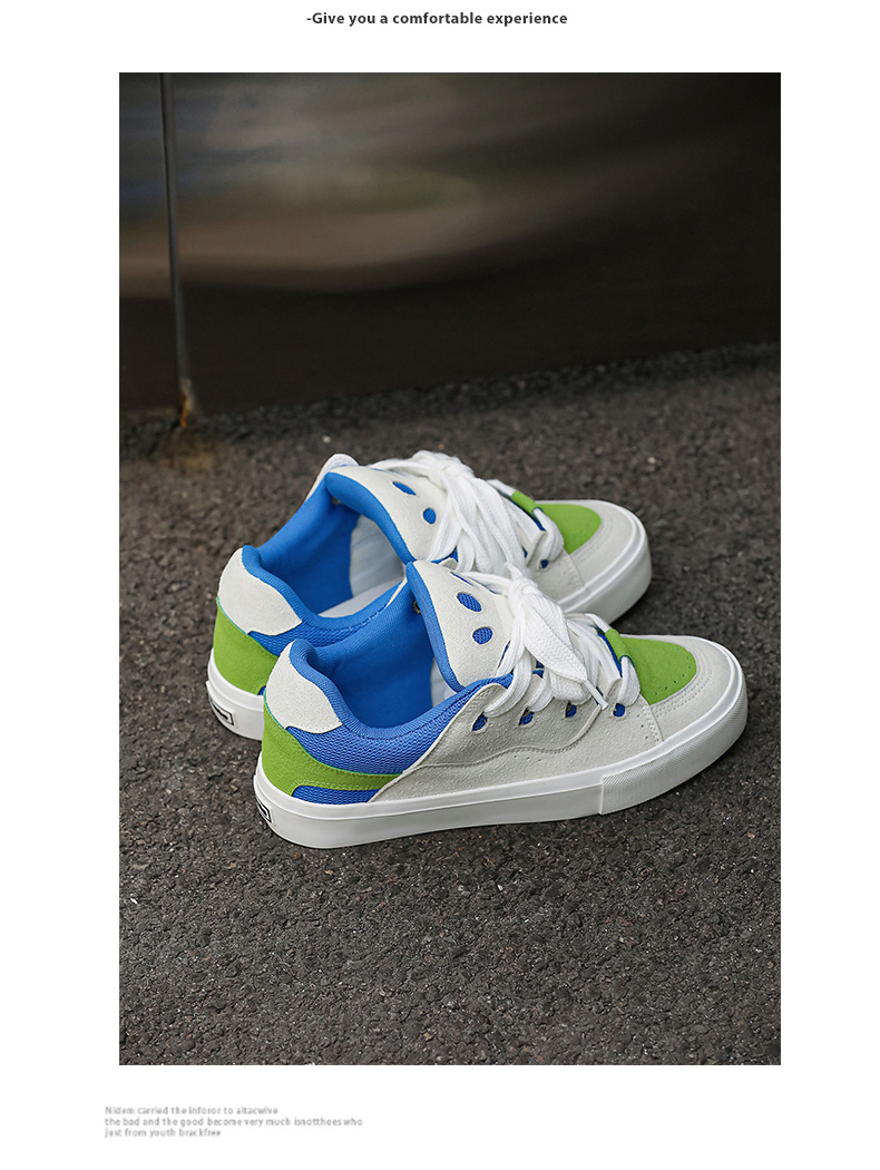 Unisex Colorblock Platform Lace-Up Skate Shoes detail 10