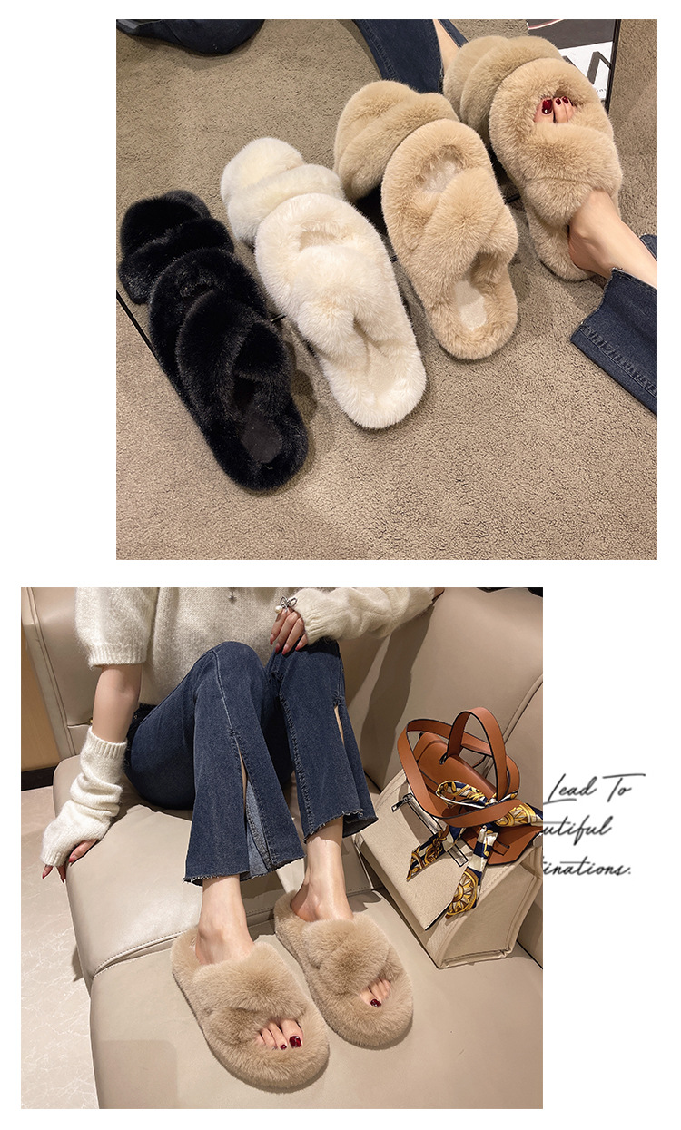 Pantofole da donna in morbido peluche con punta aperta detail 5