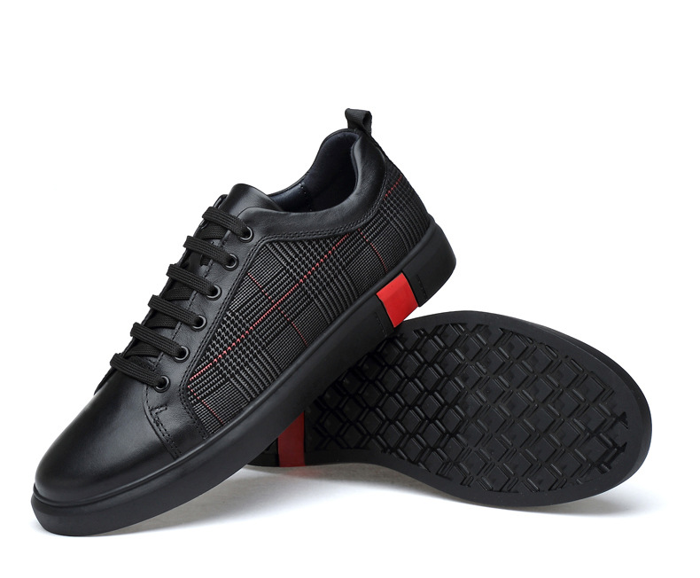 Herren-Freizeitschuhe aus Leder zum Schnüren mit Karomuster detail 9