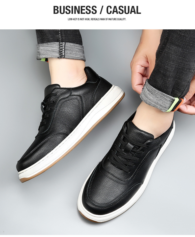 Schnürbare Plateau-Freizeitschuhe für Herren aus Leder detail 1