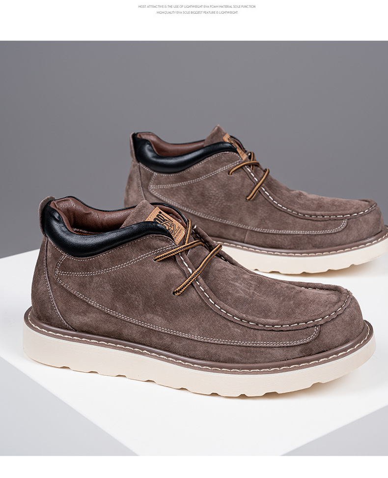 Men's Suede Lace-Up Moc Toe Casual Shoes detail 17