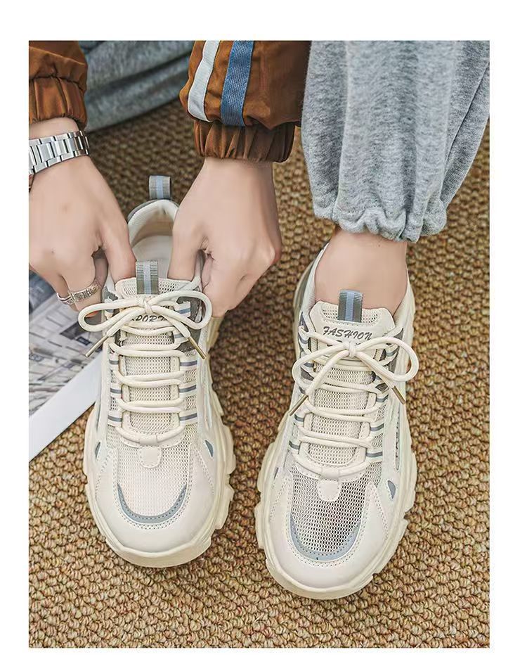 Ademende platform sneakers voor heren met colourblock detail 16