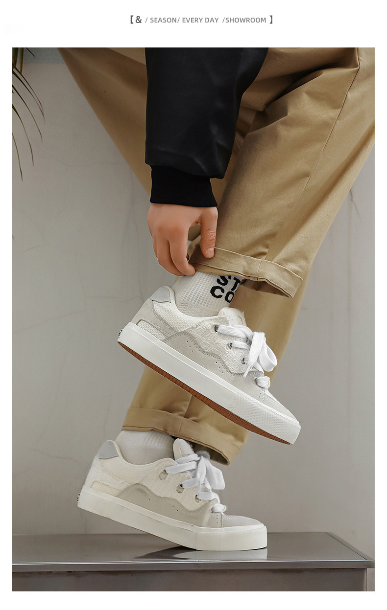 Unisex Colorblock Platform Lace-Up Skate Shoes detail 17
