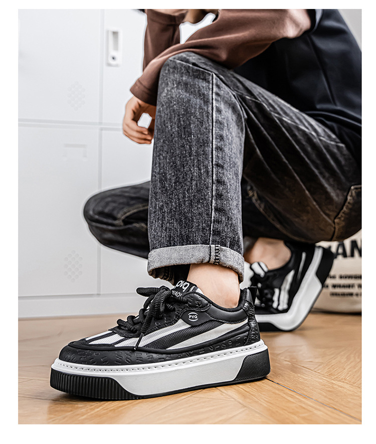 Herren Plateau-Sneaker zum Schnüren mit Streifen detail 18