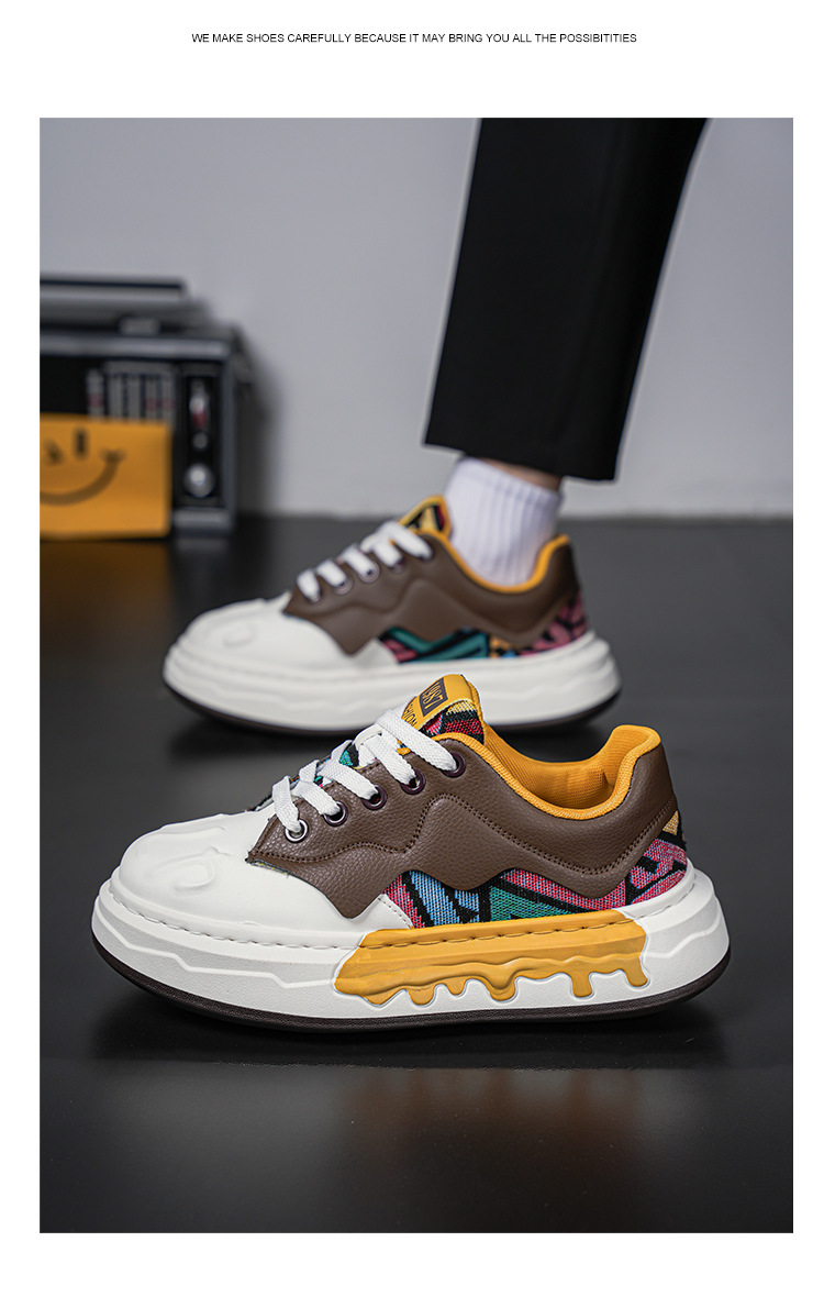 Men's Colorblock Lace-Up Platform Casual Sneakers detail 10