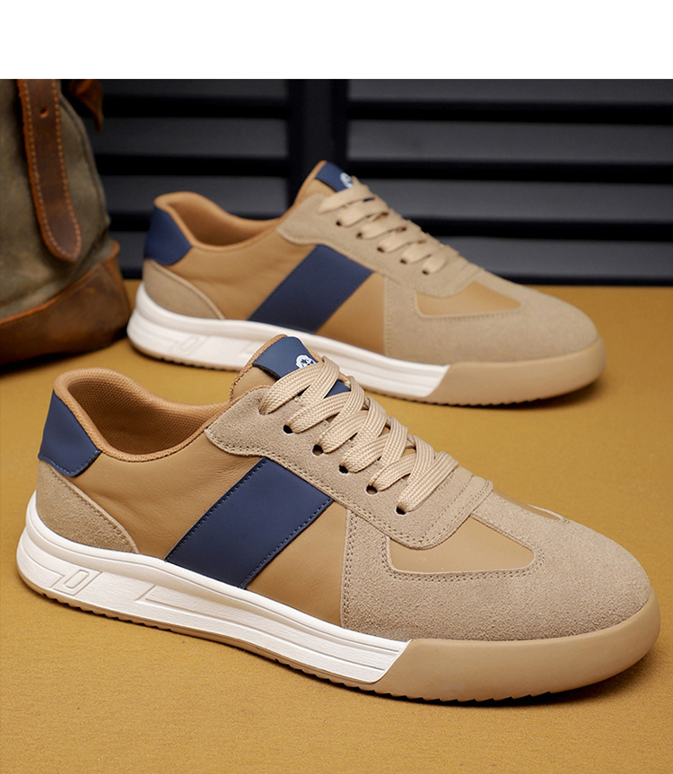 Men's Colorblock Leather Lace-Up Casual Shoes detail 11