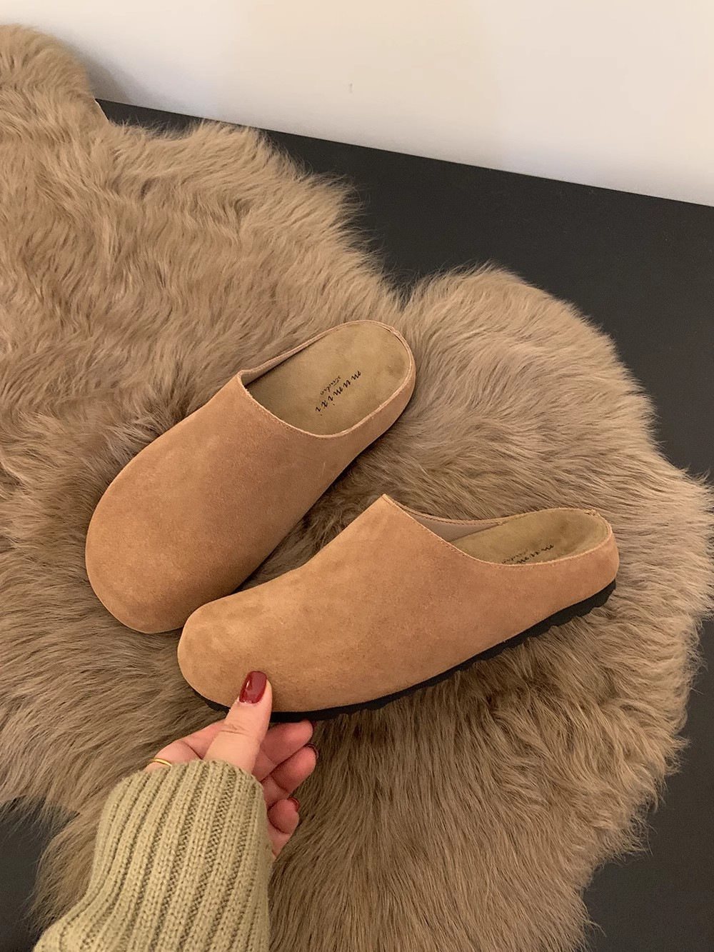 Pantuflas destalonadas cómodas de ante para mujer detail 6