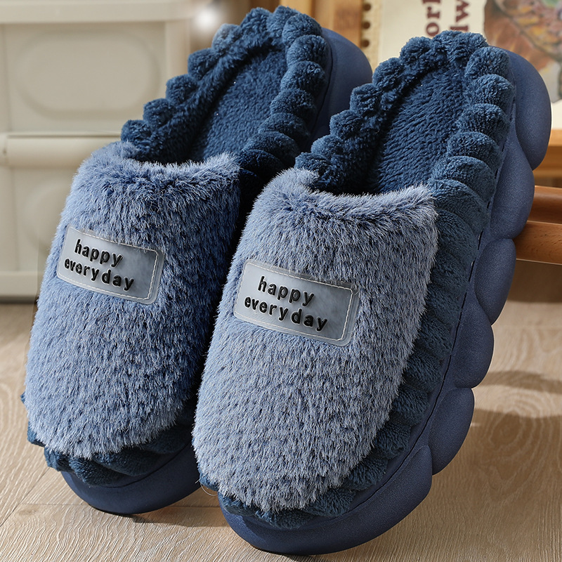 Unisex Cozy Warm Plush Platform Slippers