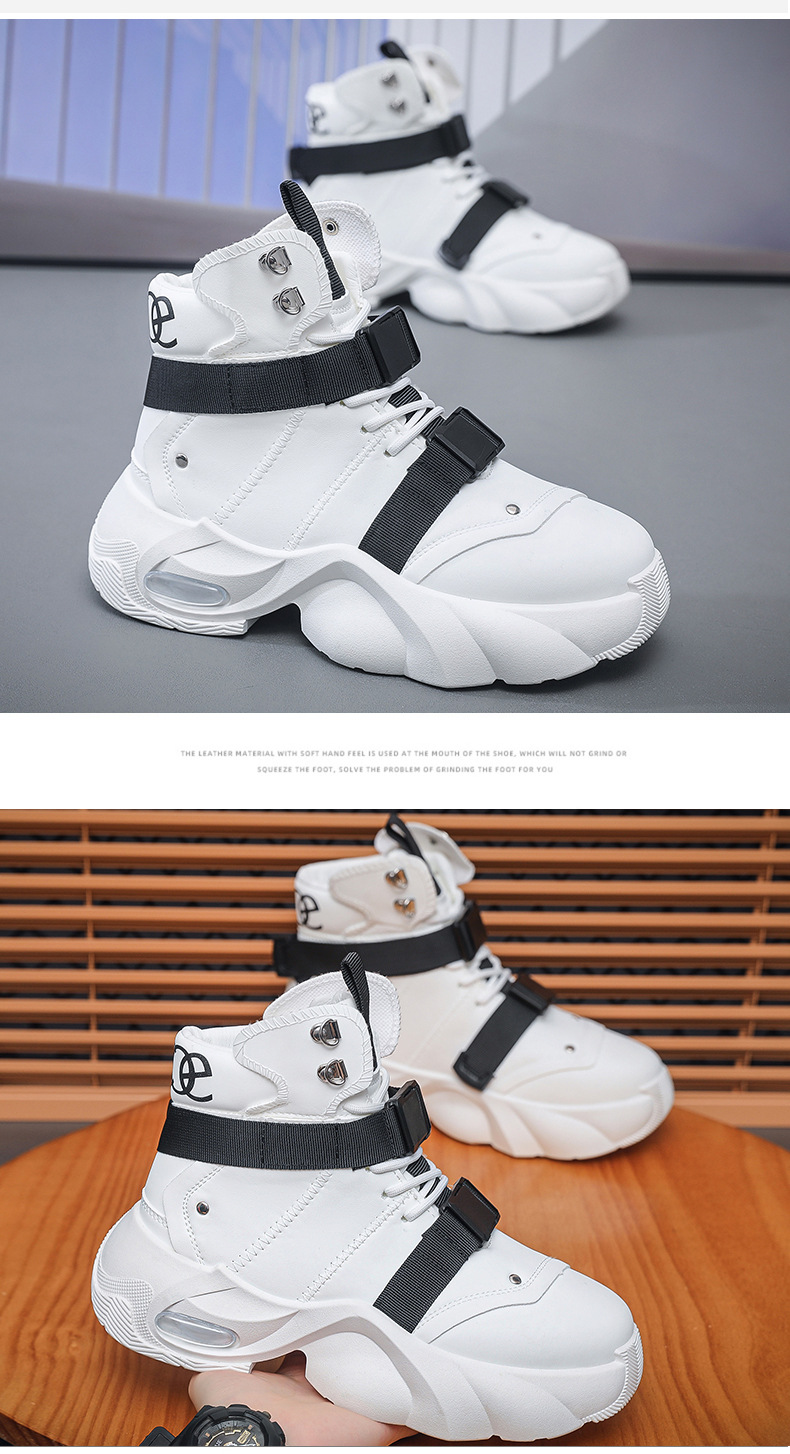 Gepolsterte High-Top-Freizeitschuhe für Herren mit Schnallen detail 7