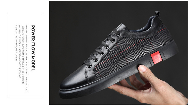 Herren-Freizeitschuhe aus Leder zum Schnüren mit Karomuster detail 5
