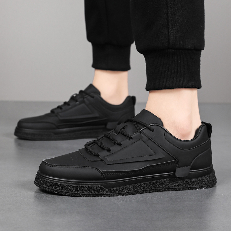 Einfarbige Schnür-Freizeitschuhe aus PU-Leder für Herren detail 7