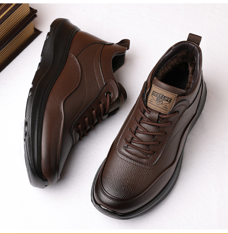 Gefütterte Leder-Freizeitschuhe für Herren mit Dämpfung detail 7