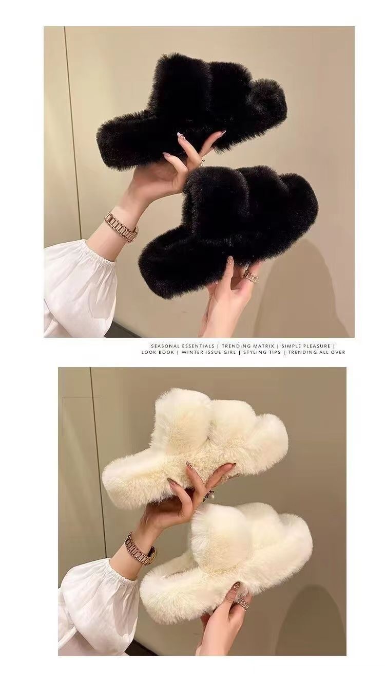 Chaussons douillets en peluche à bout ouvert pour femme detail 2