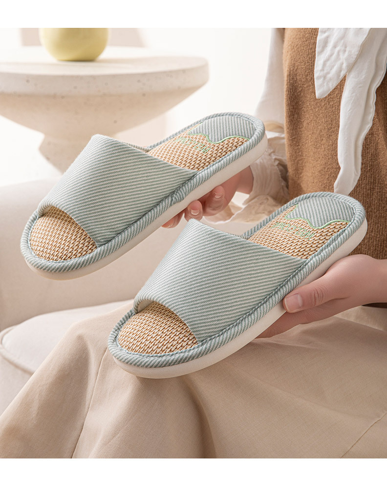Pantofole unisex traspiranti in lino a punta aperta detail 2