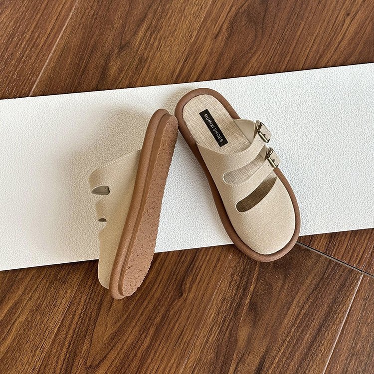 Chaussons plats en suédine à double boucle pour femme detail 3